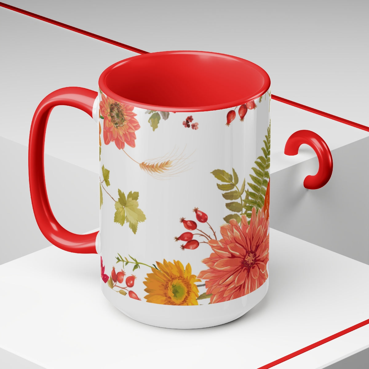 Flower Array Coffee Mugs, 15oz, Unique Coffee Mug, Holiday Gift