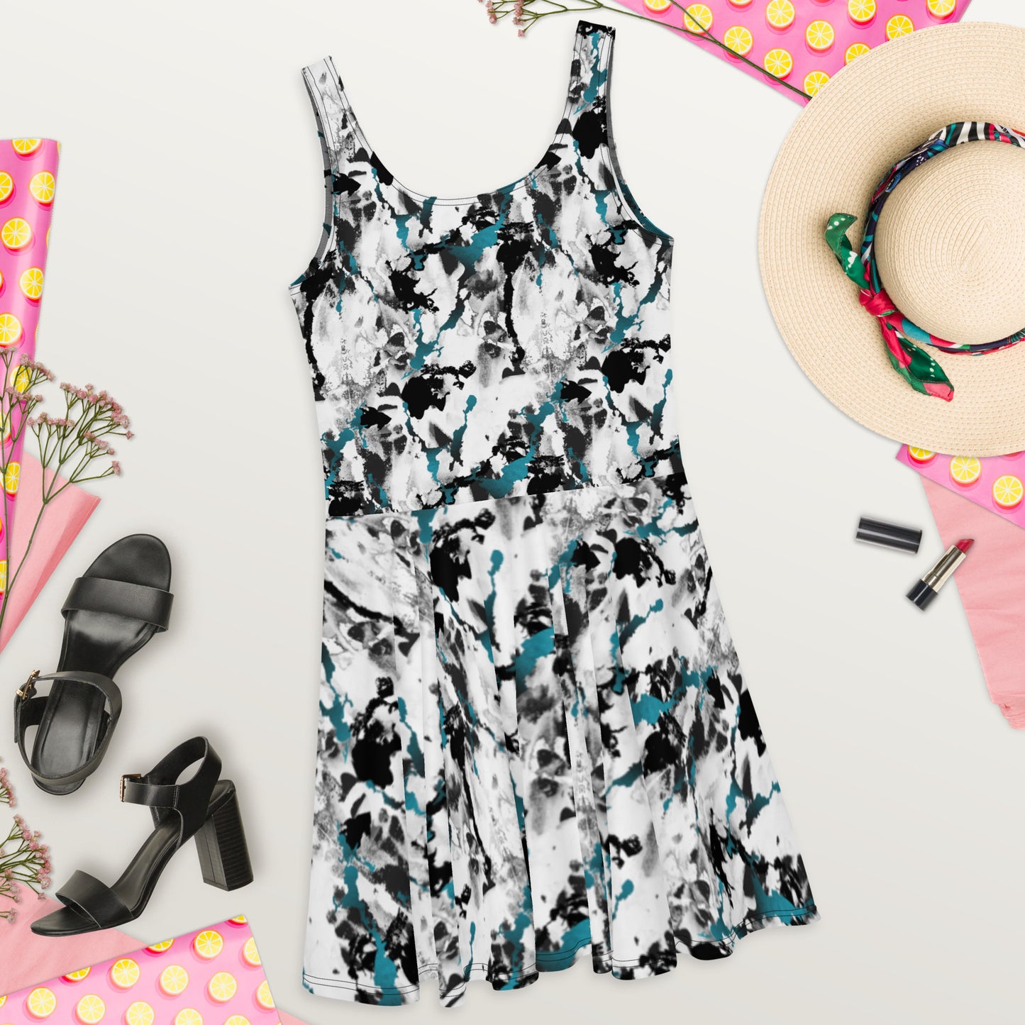 Black/White Skater Dress