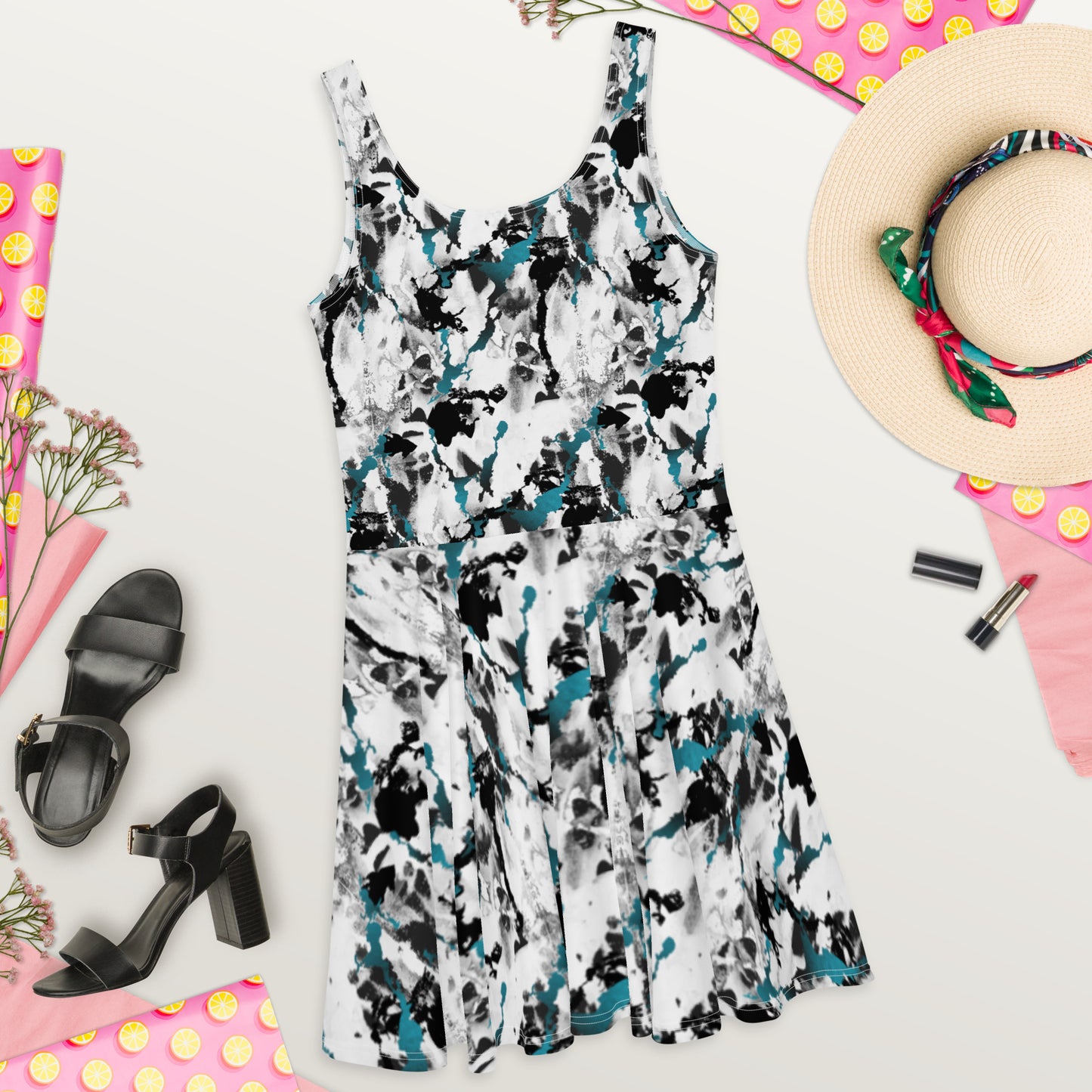 Black/White Skater Dress