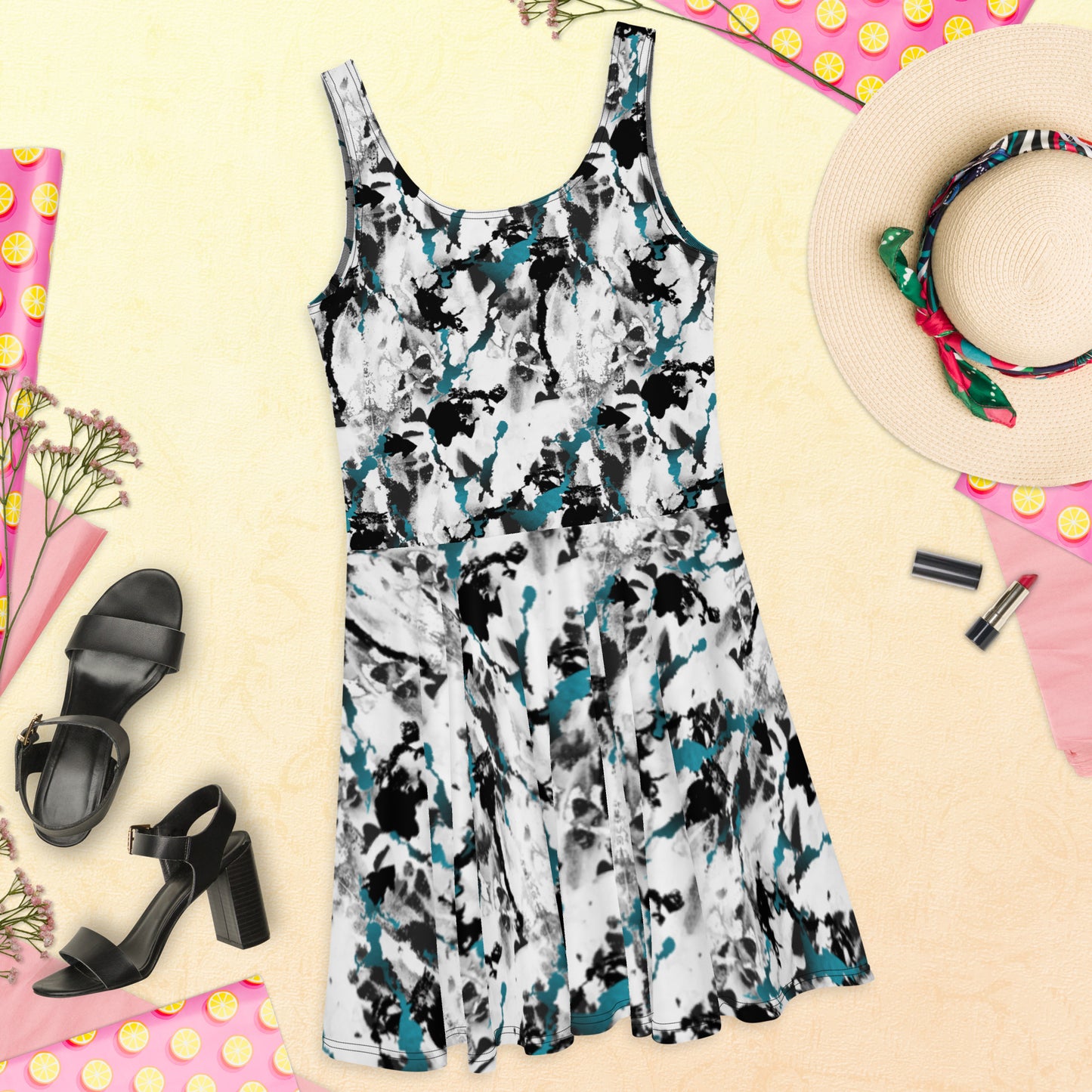 Black/White Skater Dress