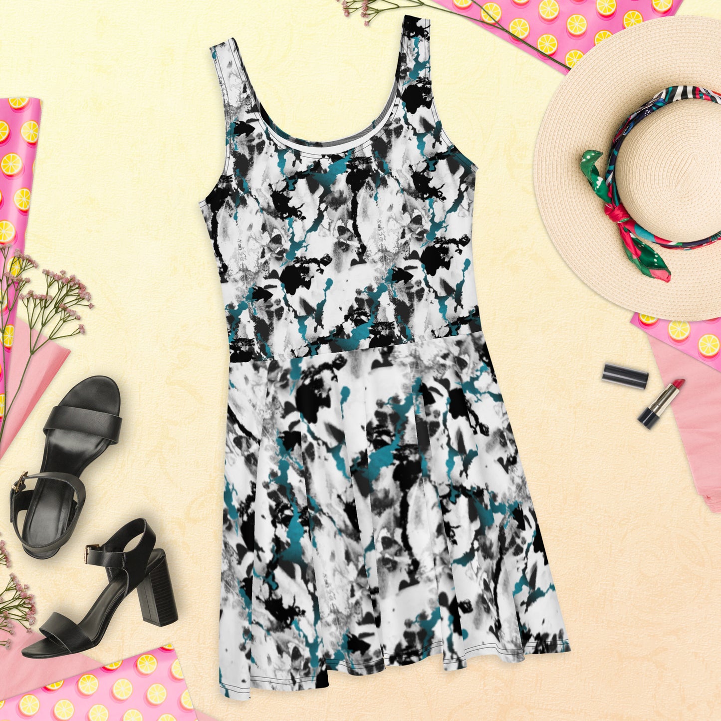 Black/White Skater Dress