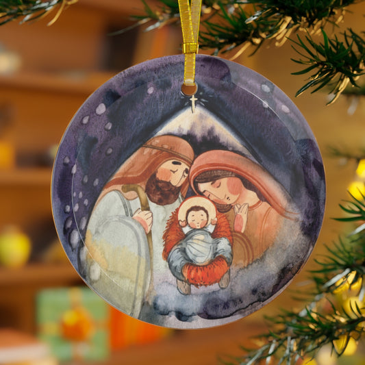 Nativity Scene Glass Ornament