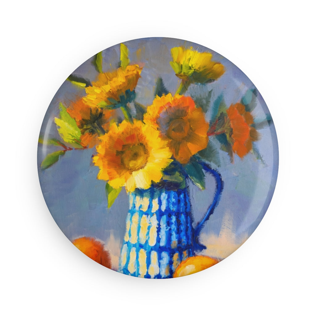 Farmhouse Bouquet Button Magnet, Round (1 & 10 pcs)