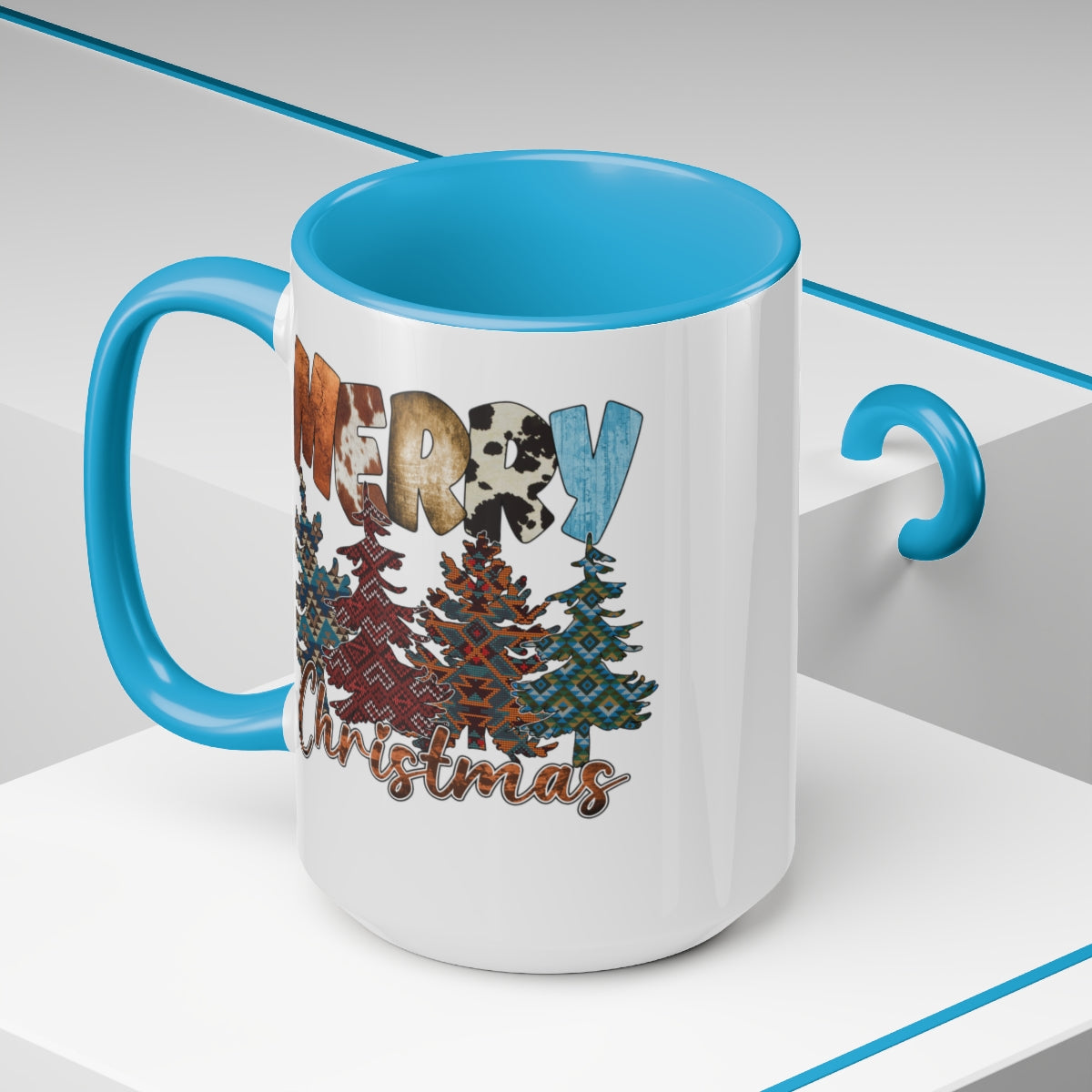 Merry Christmas Trees Coffee Mugs, 15oz