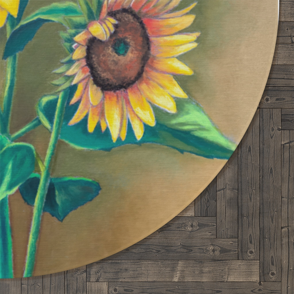 Sunflower Bouquet Round Rug