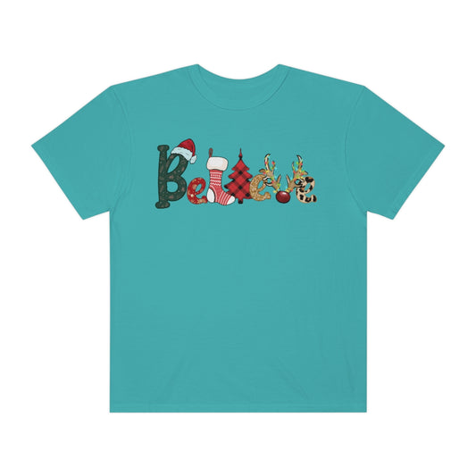 Comfort Colors T-shirt, Retro T-shirt, Believe, Christmas Tree, Christmas Stocking