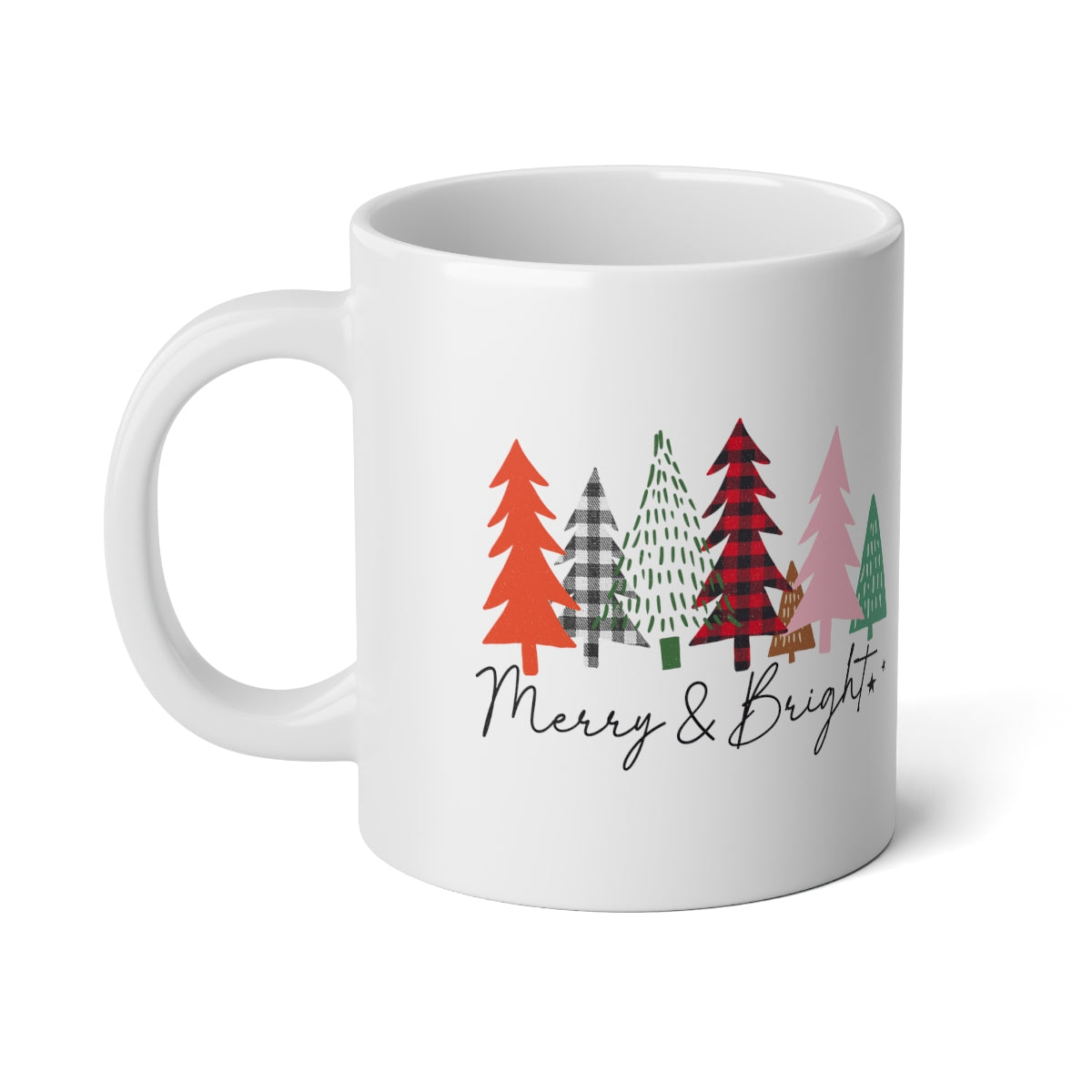 Merry & Bright Jumbo Mug, 20oz, Unique Coffee Mug, Holiday Gift