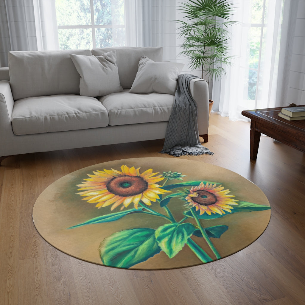 Sunflower Bouquet Round Rug