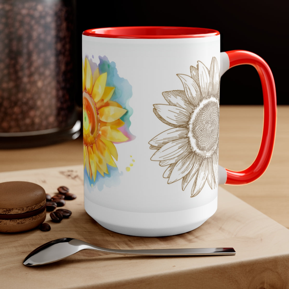 Sunflower Mural Coffee Mugs, 15oz, Unique Coffee Mug, Gifts