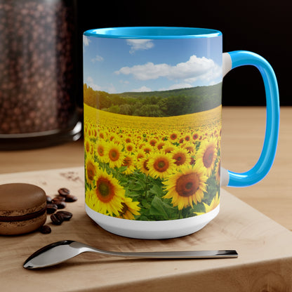 Sunflower Fields Coffee Mugs, 15oz, Unique Coffee Mug, Gifts