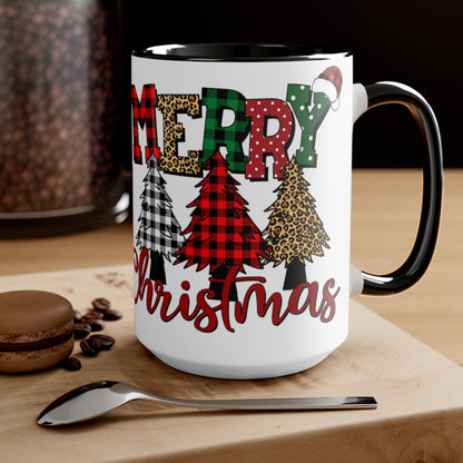 Merry Christmas Tree Coffee Mugs, 15oz, Holiday Mug, Unique Coffee Mug