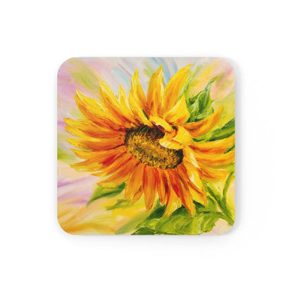 Sunflower Corkwood Coaster Set