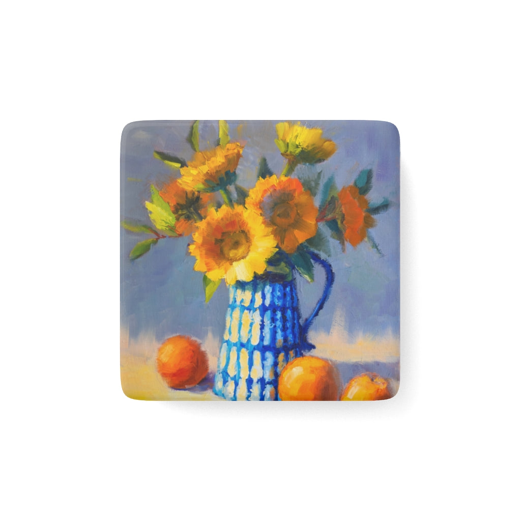 Farmhouse Bouquet Porcelain Magnet, Square