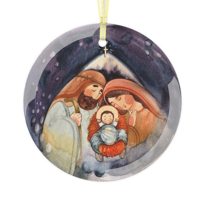 Nativity Scene Glass Ornament