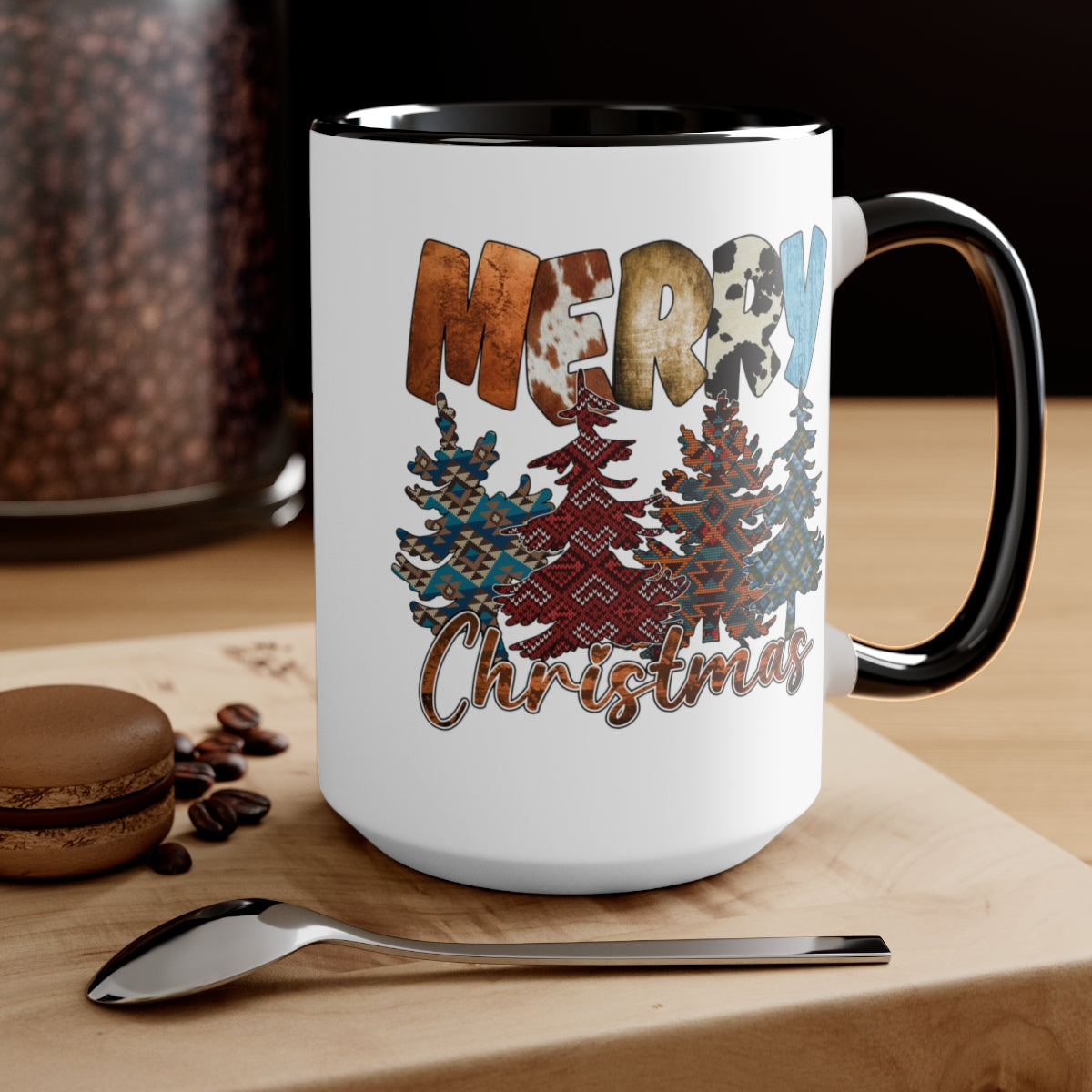 Merry Christmas Trees Coffee Mugs, 15oz