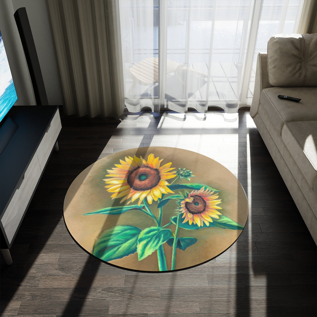 Sunflower Bouquet Round Rug