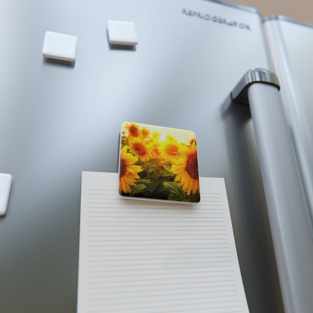 Sunflower Porcelain Magnet, Square