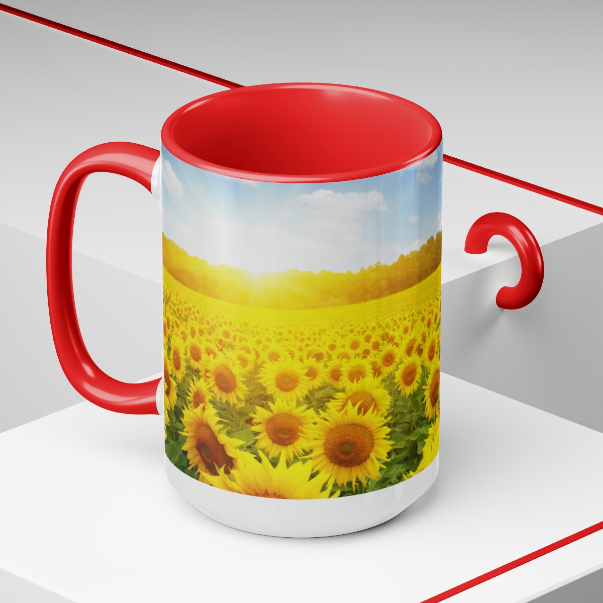 Sunflower Fields Coffee Mugs, 15oz, Unique Coffee Mug, Gifts