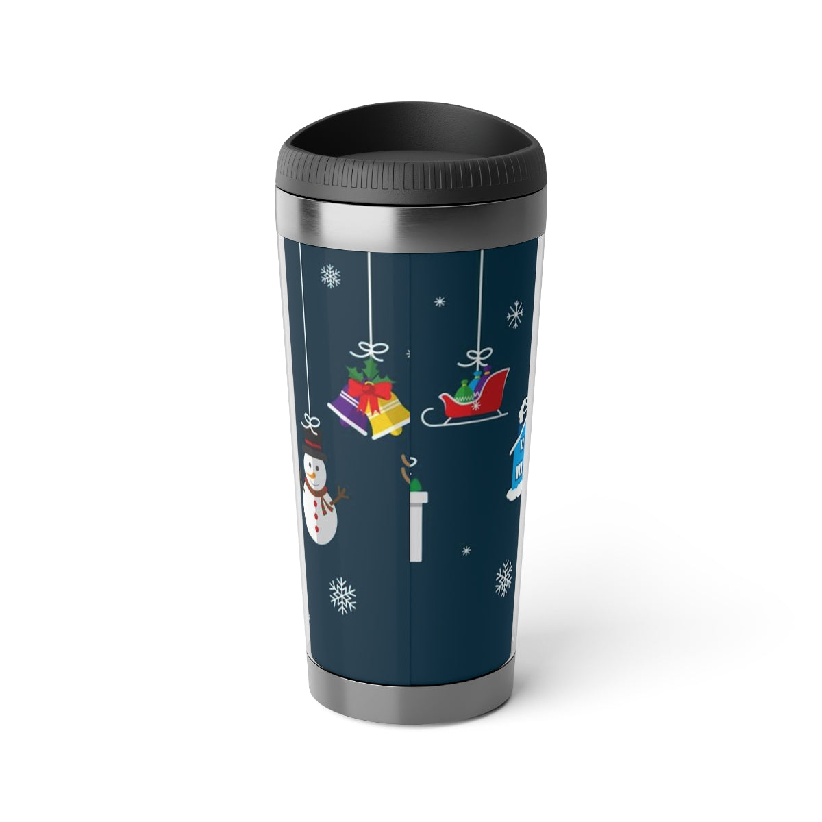 Blue Christmas Stainless Steel Travel Mug with Insert