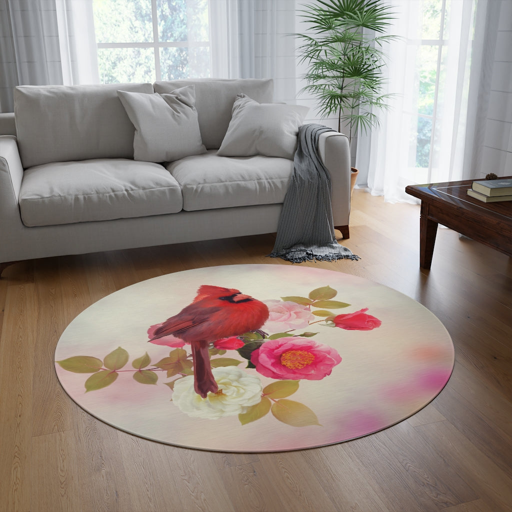 Red Cardinal Round Rug