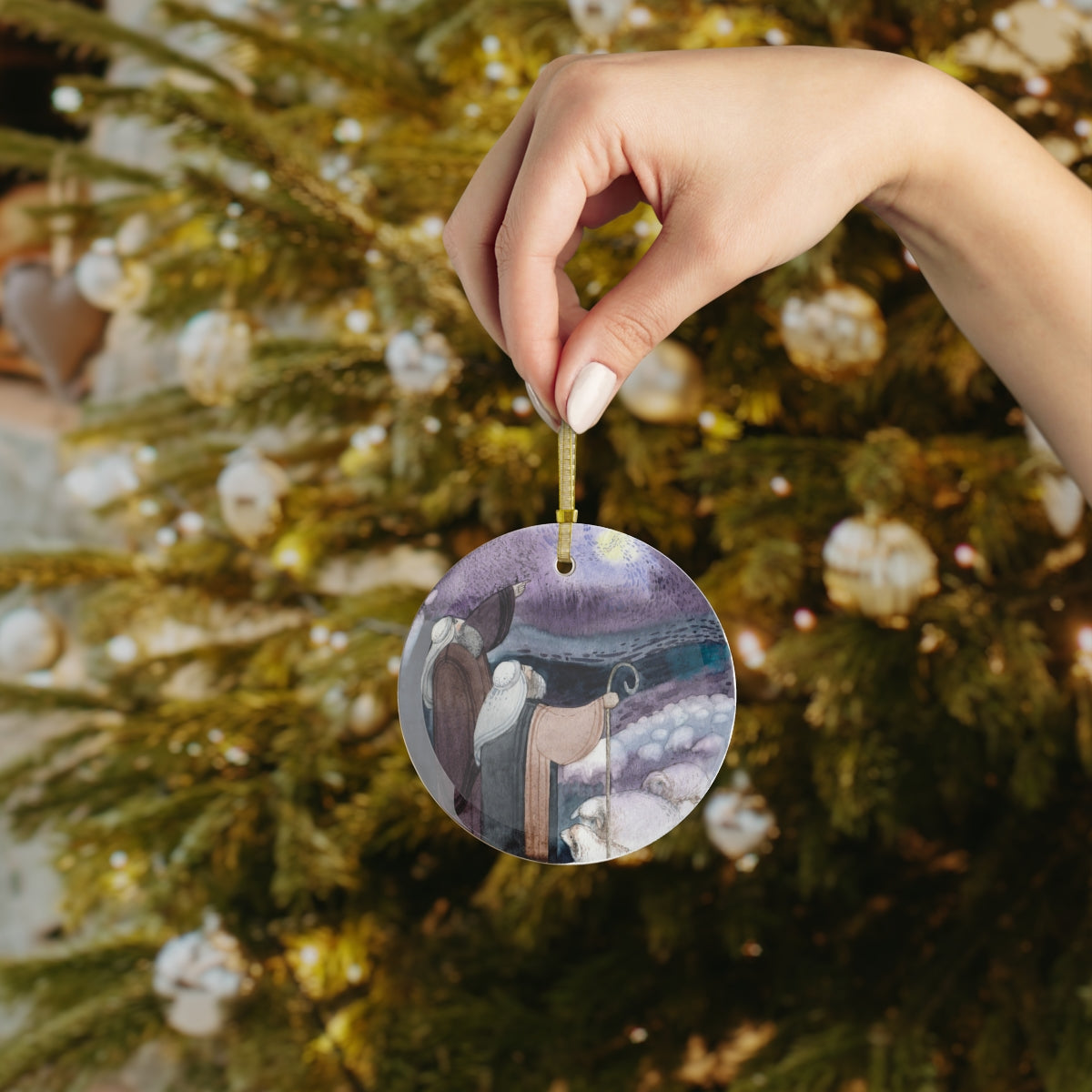 Christmas Shepherd Glass Ornament