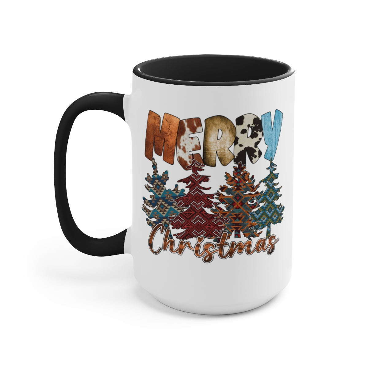 Merry Christmas Trees Coffee Mugs, 15oz