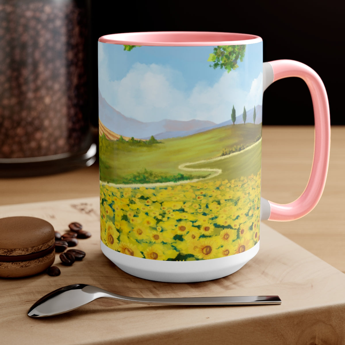 Sunflower Fields Coffee Mugs, 15oz, Unique Coffee Mug, Gifts