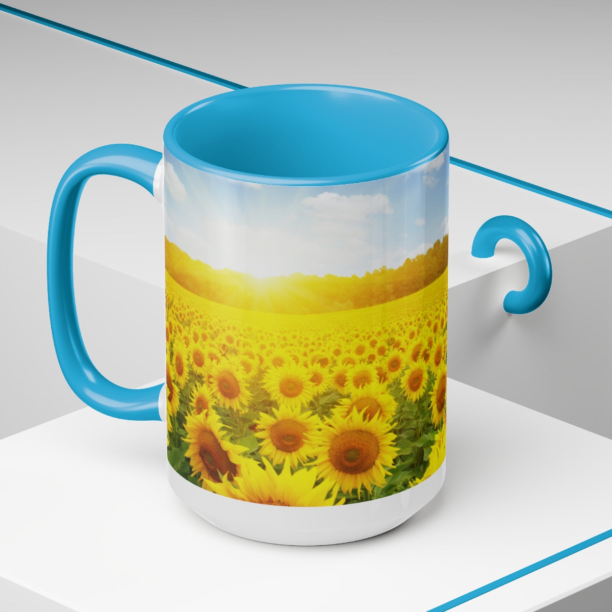 Sunflower Fields Coffee Mugs, 15oz, Unique Coffee Mug, Gifts