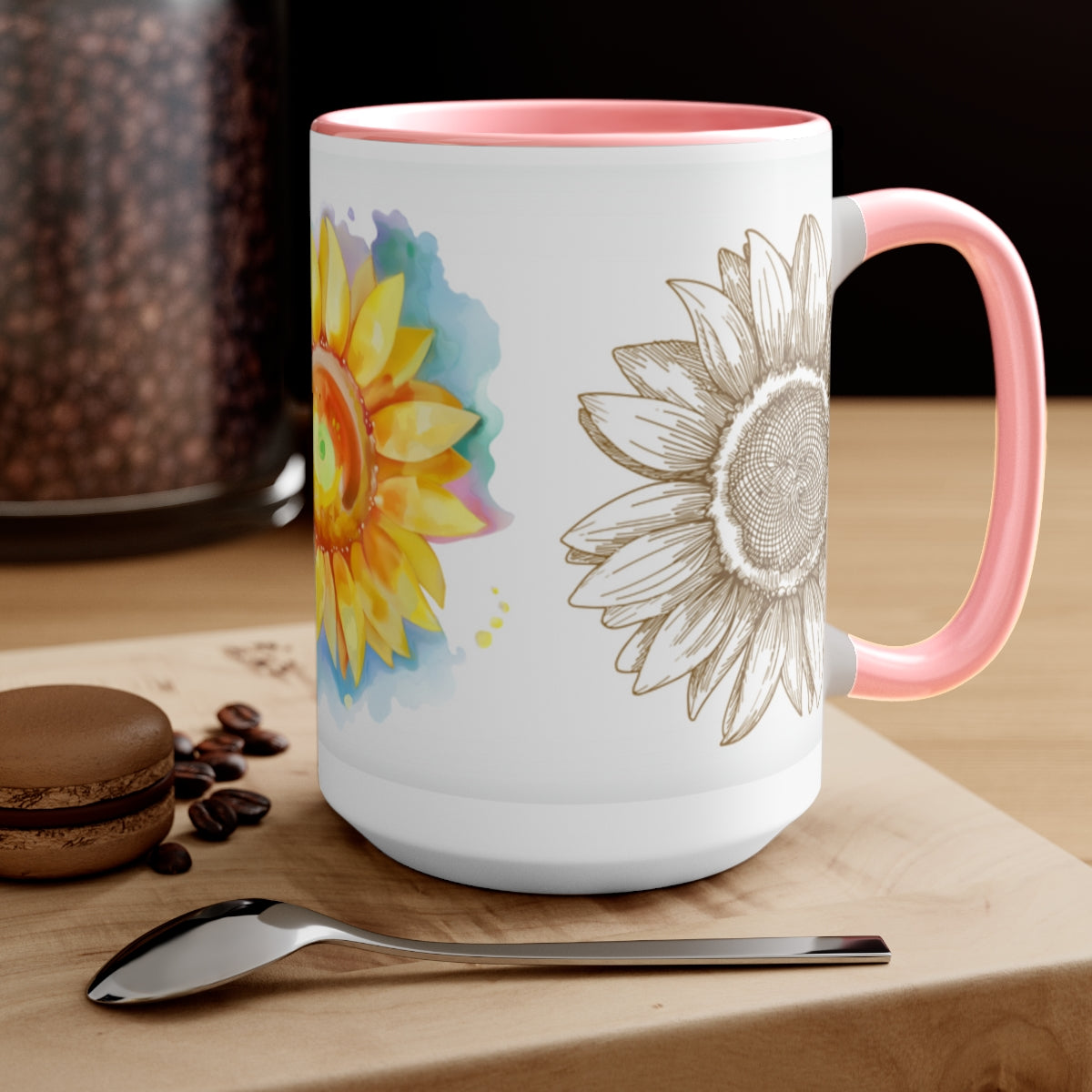 Sunflower Mural Coffee Mugs, 15oz, Unique Coffee Mug, Gifts