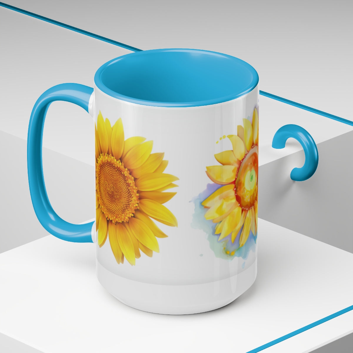 Sunflower Mural Coffee Mugs, 15oz, Unique Coffee Mug, Gifts