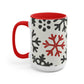 Red Snowflake Coffee Mugs, 15oz, Holiday Mug, Unique Coffee Mug Gift