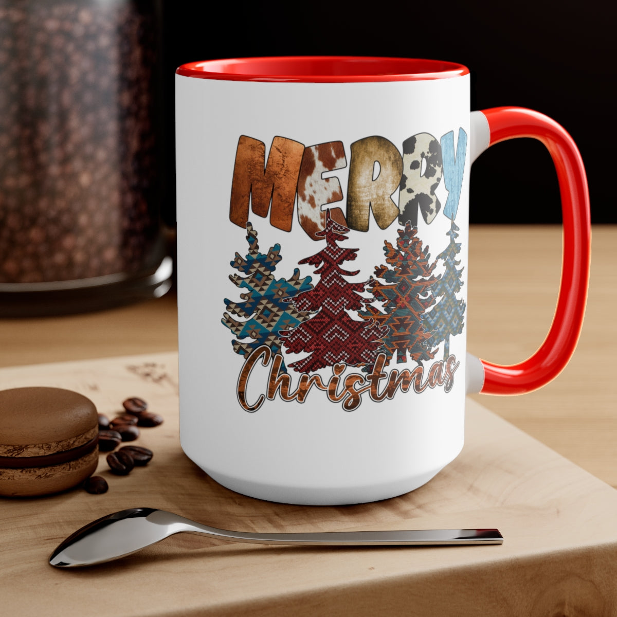 Merry Christmas Trees Coffee Mugs, 15oz