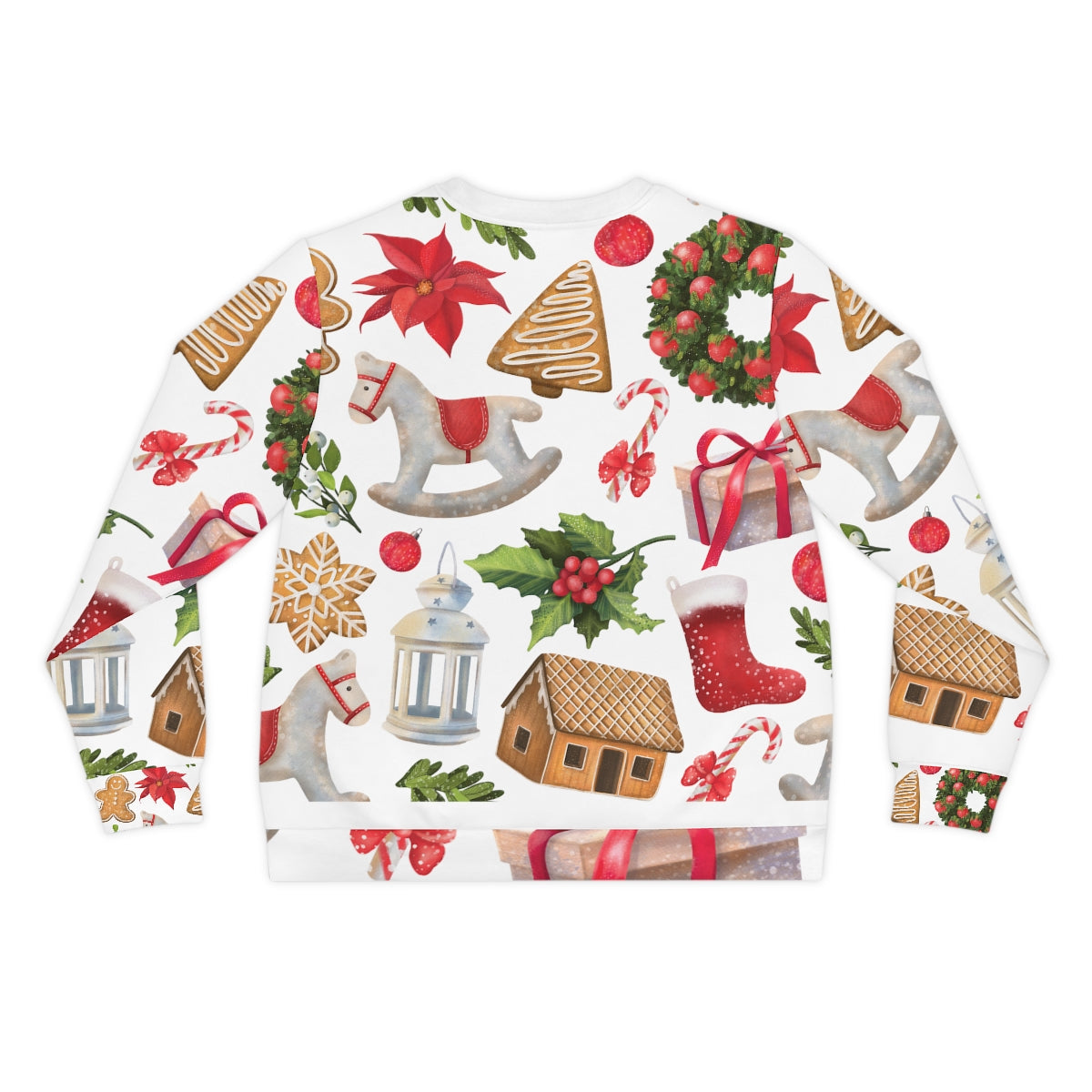 Ugly Christmas Sweatshirt, Gingerbread House, Rocking Horse,