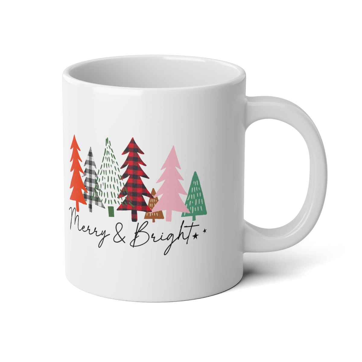 Merry & Bright Jumbo Mug, 20oz, Unique Coffee Mug, Holiday Gift