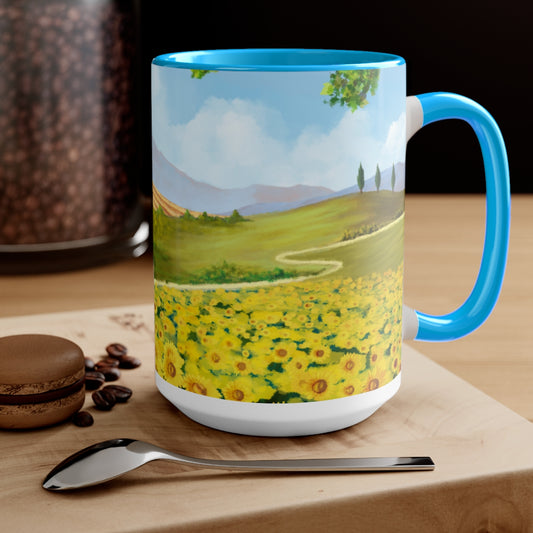 Sunflower Fields Coffee Mugs, 15oz, Unique Coffee Mug, Gifts