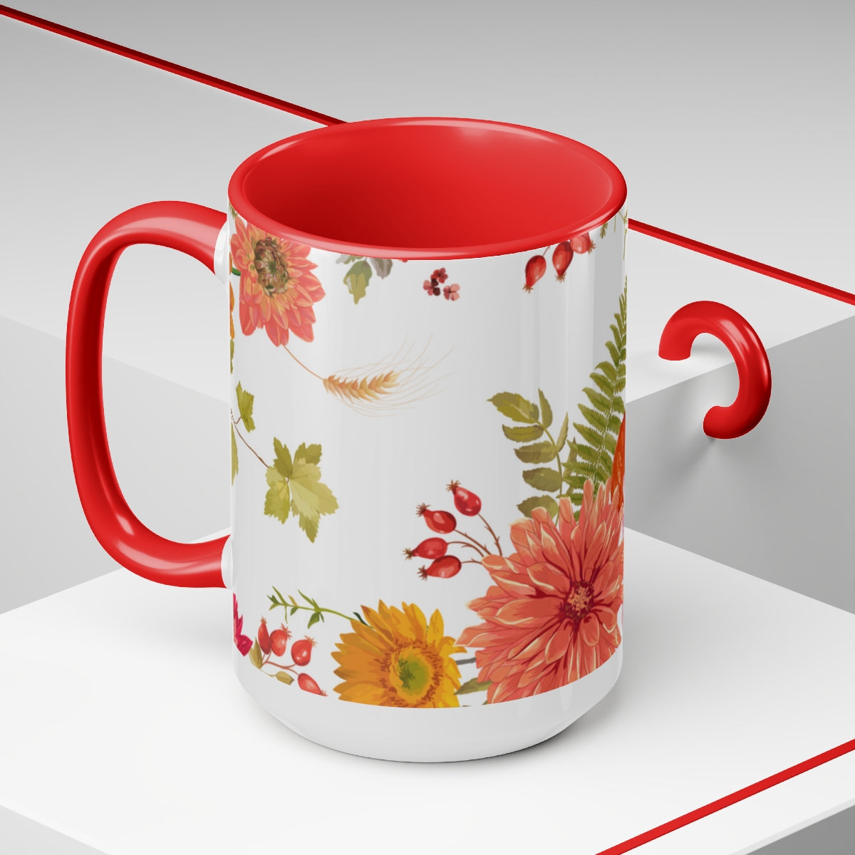 Flower Array  Coffee Mugs, 15oz, Unique Coffee Mug, Holiday Gift