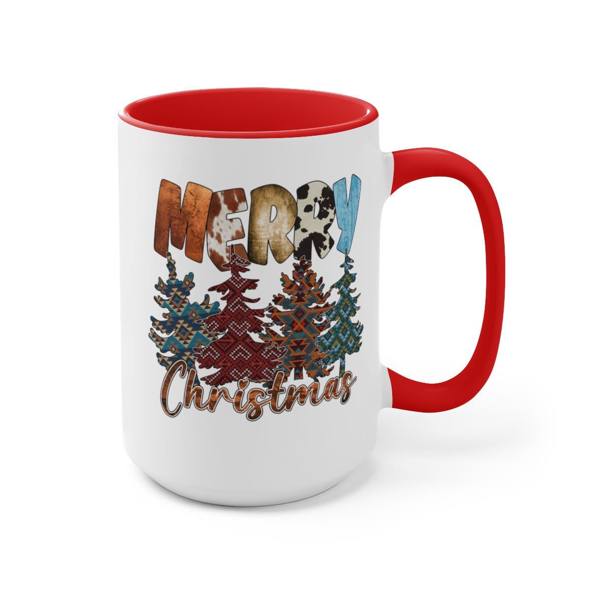 Merry Christmas Trees Coffee Mugs, 15oz