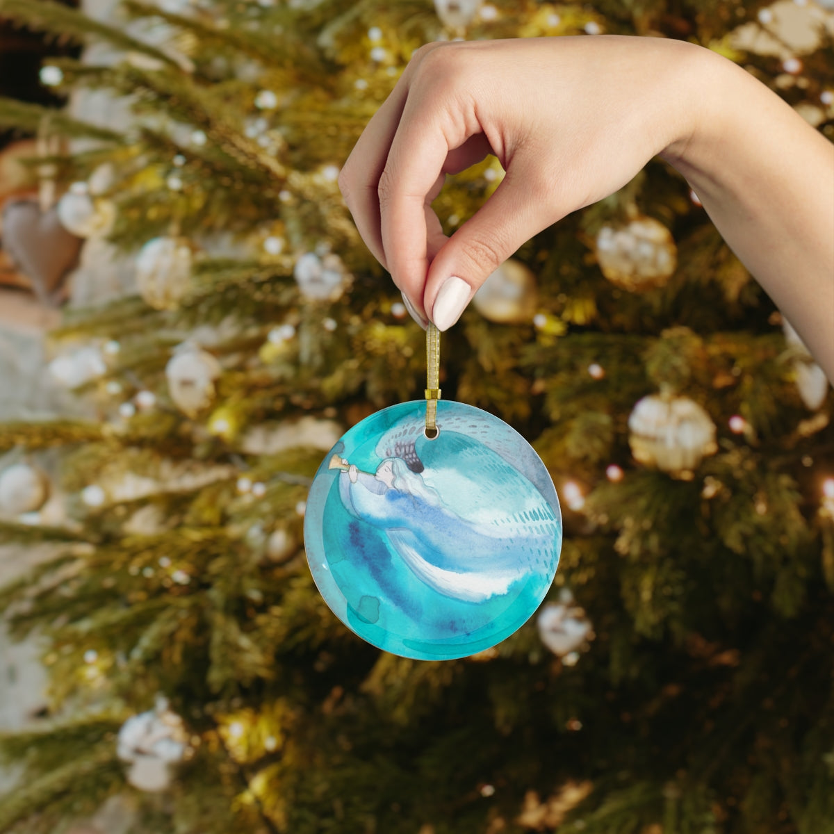 Christmas Angel Glass Ornament