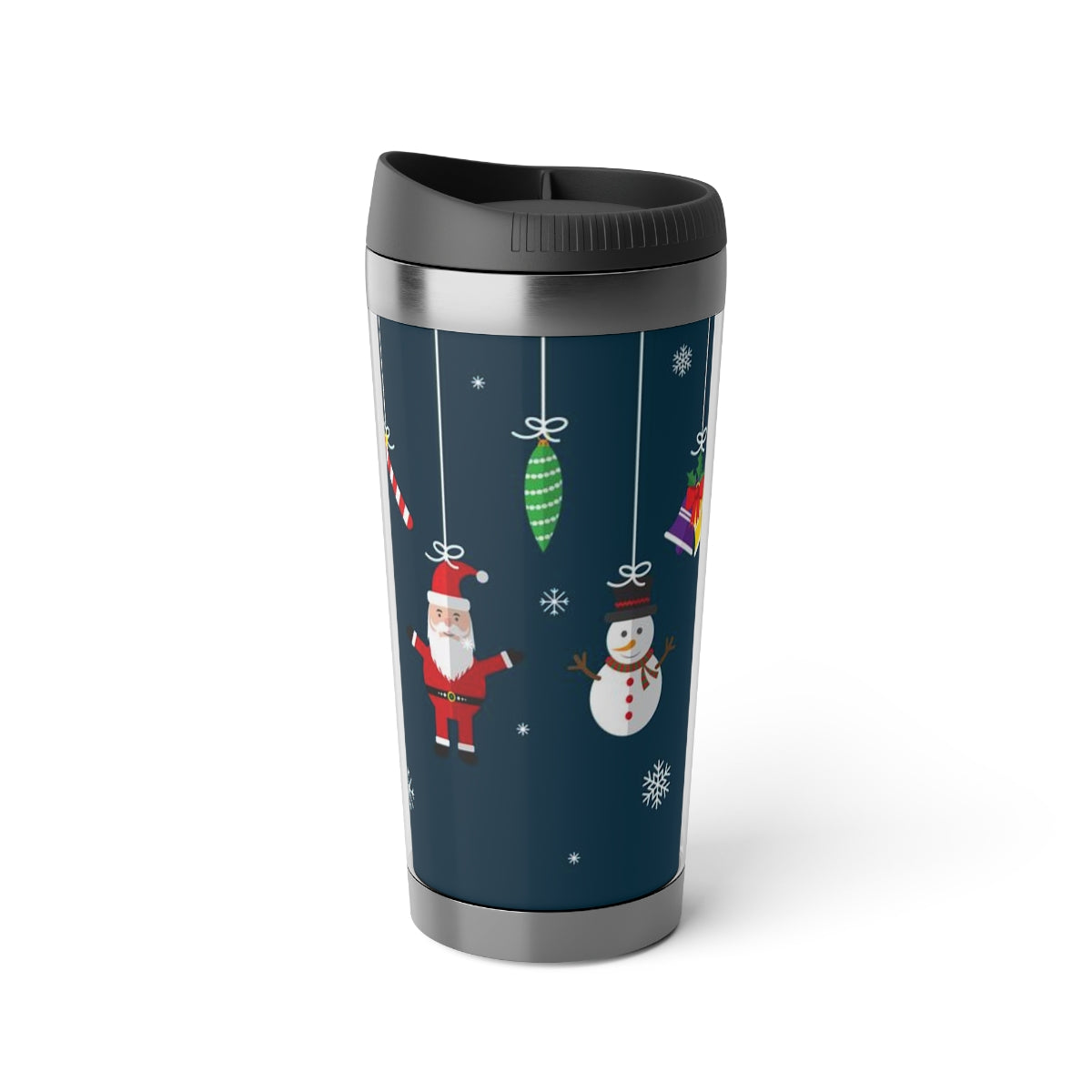 Blue Christmas Stainless Steel Travel Mug with Insert