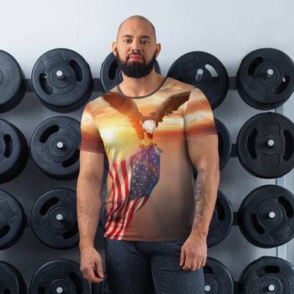 Eagle American Flag  Men's Athletic T-shirt