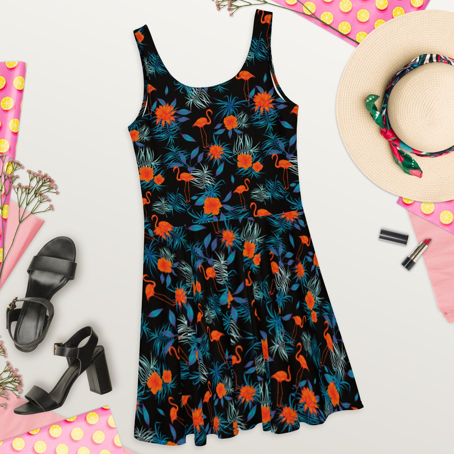 Pink Flamingo Skater Dress