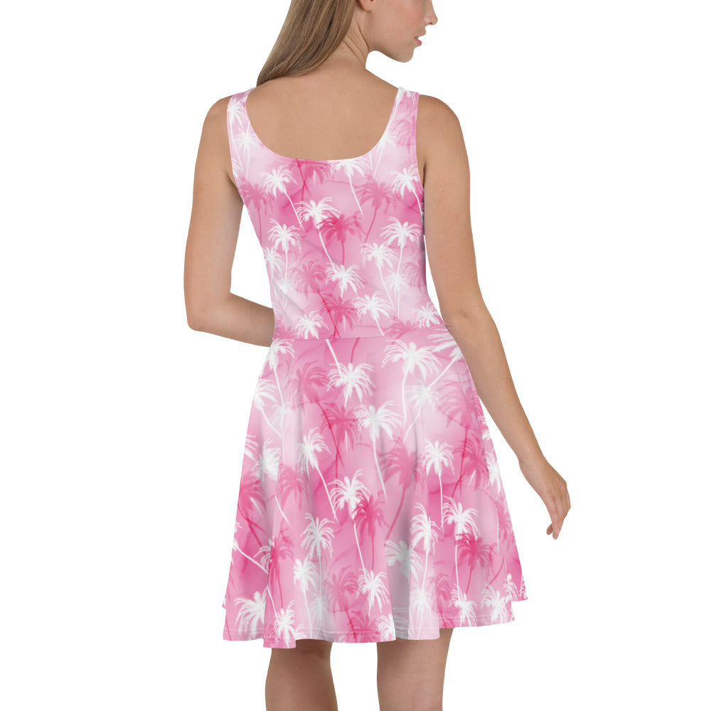 Pink Palms Skater Dress