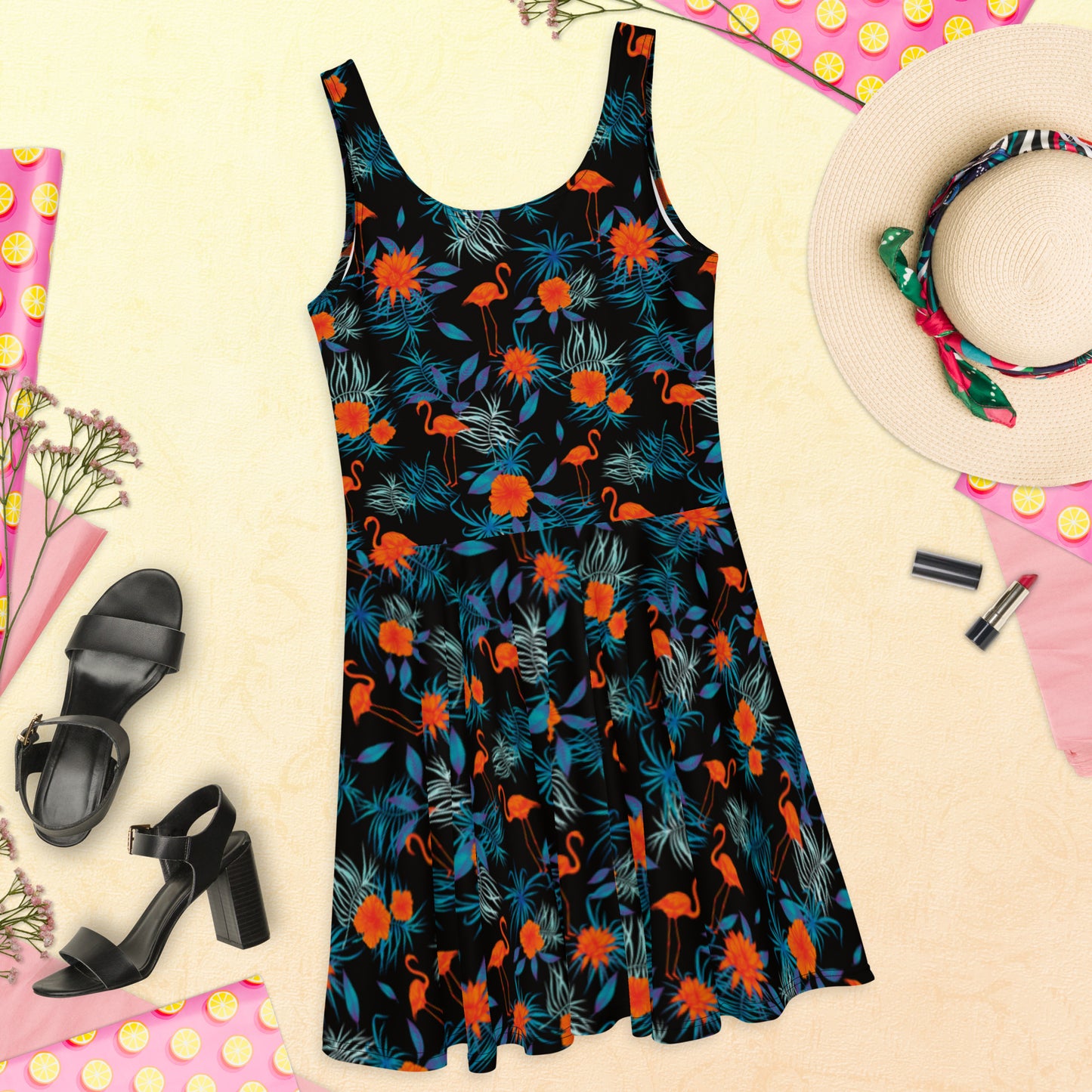 Pink Flamingo Skater Dress