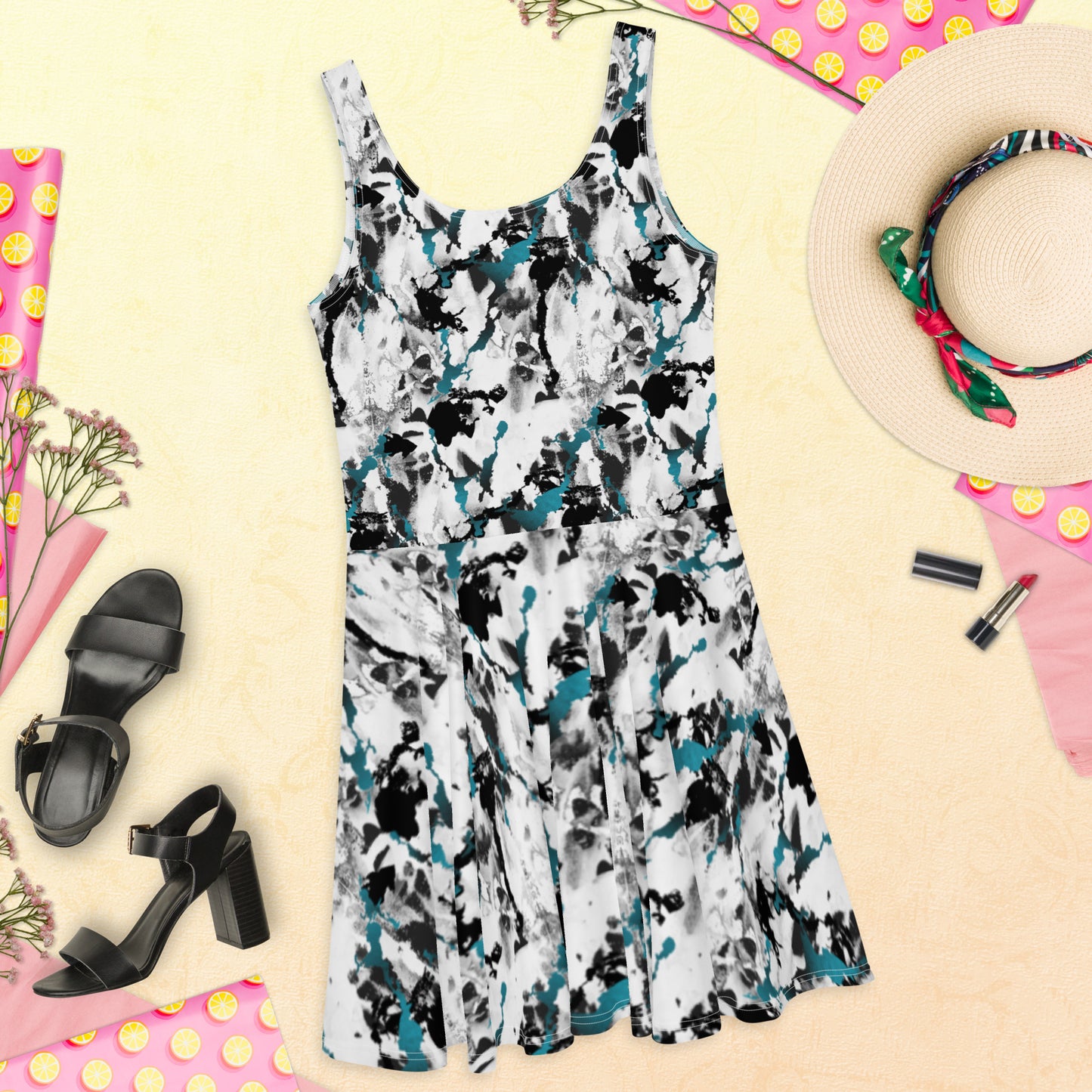 Black/White Skater Dress