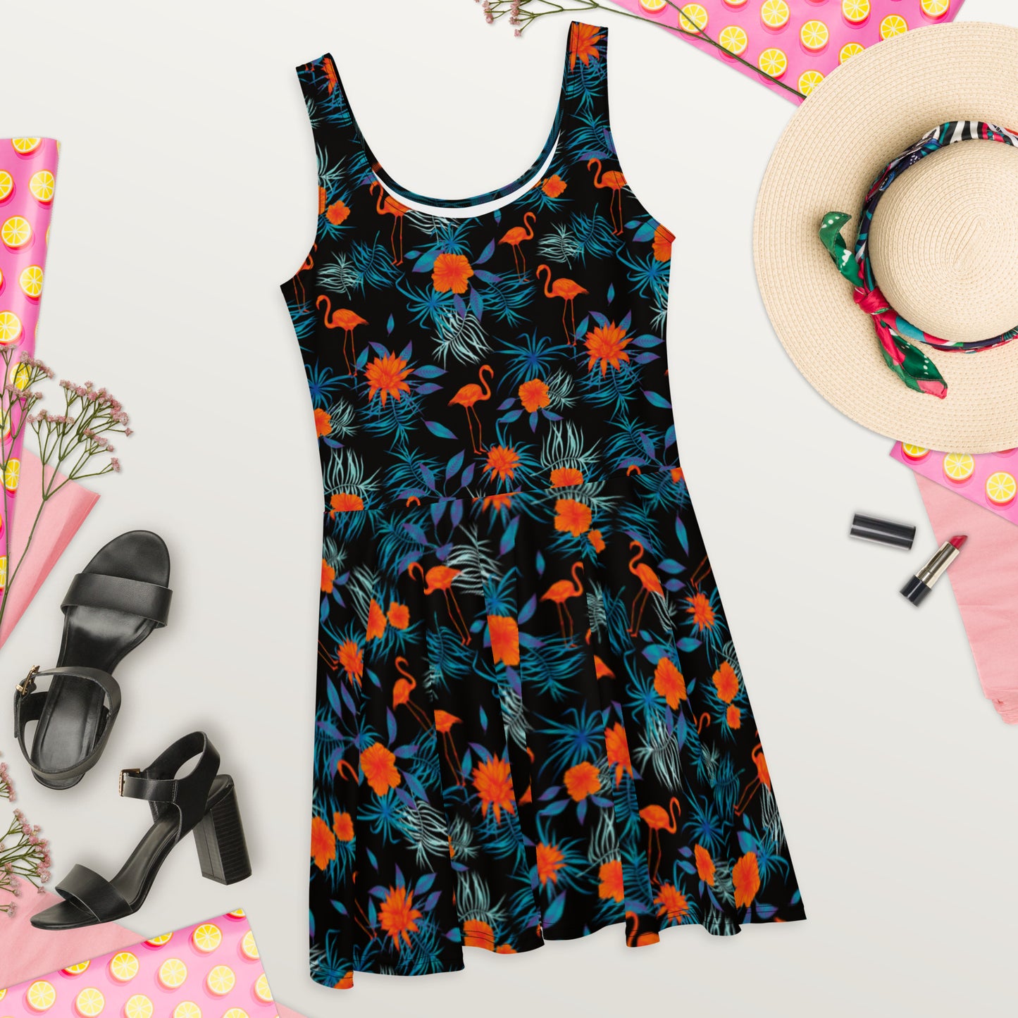 Pink Flamingo Skater Dress