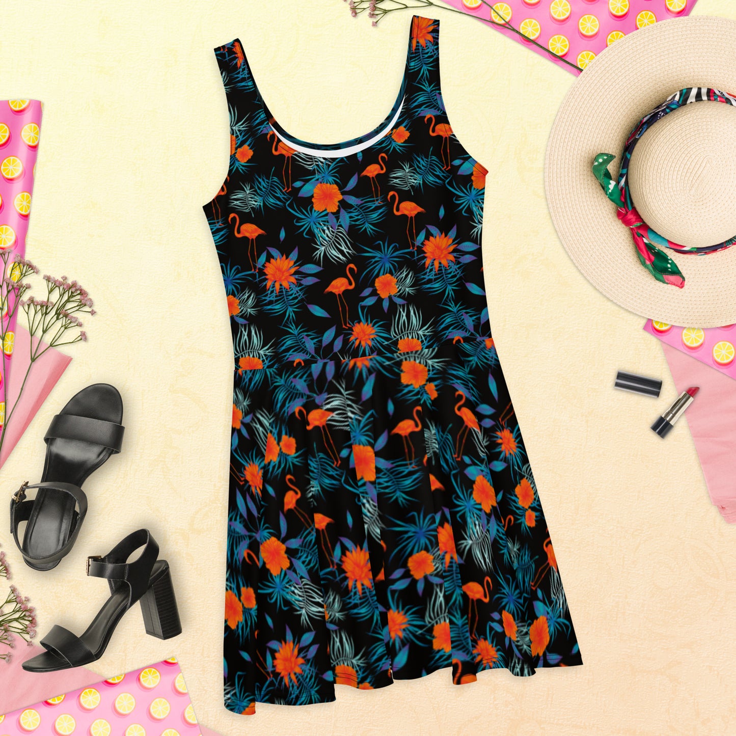 Pink Flamingo Skater Dress