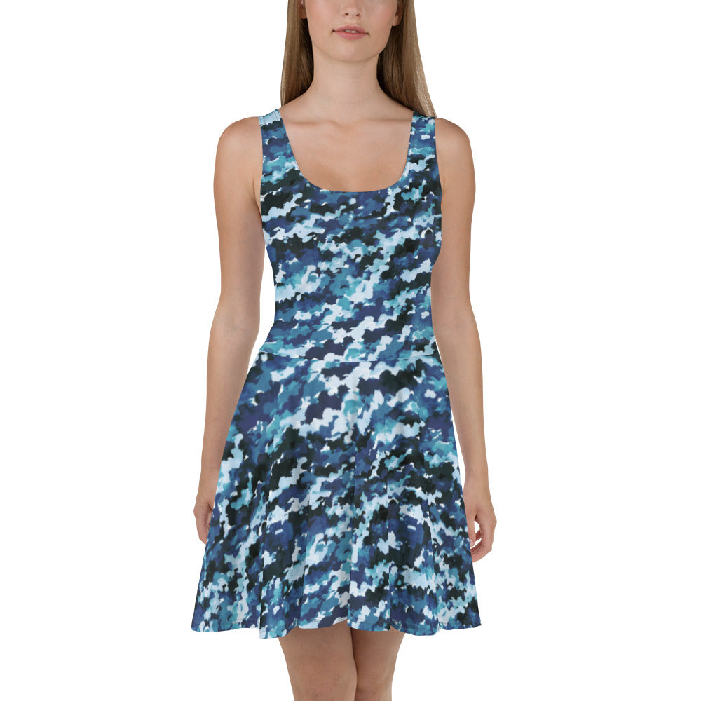 Blue Water Skater Dress