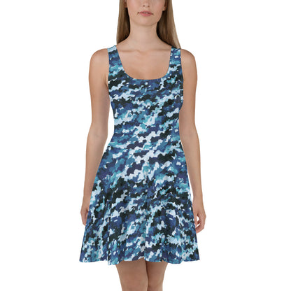 Blue Water Skater Dress