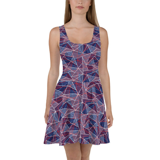 Purple Geo Skater Dress