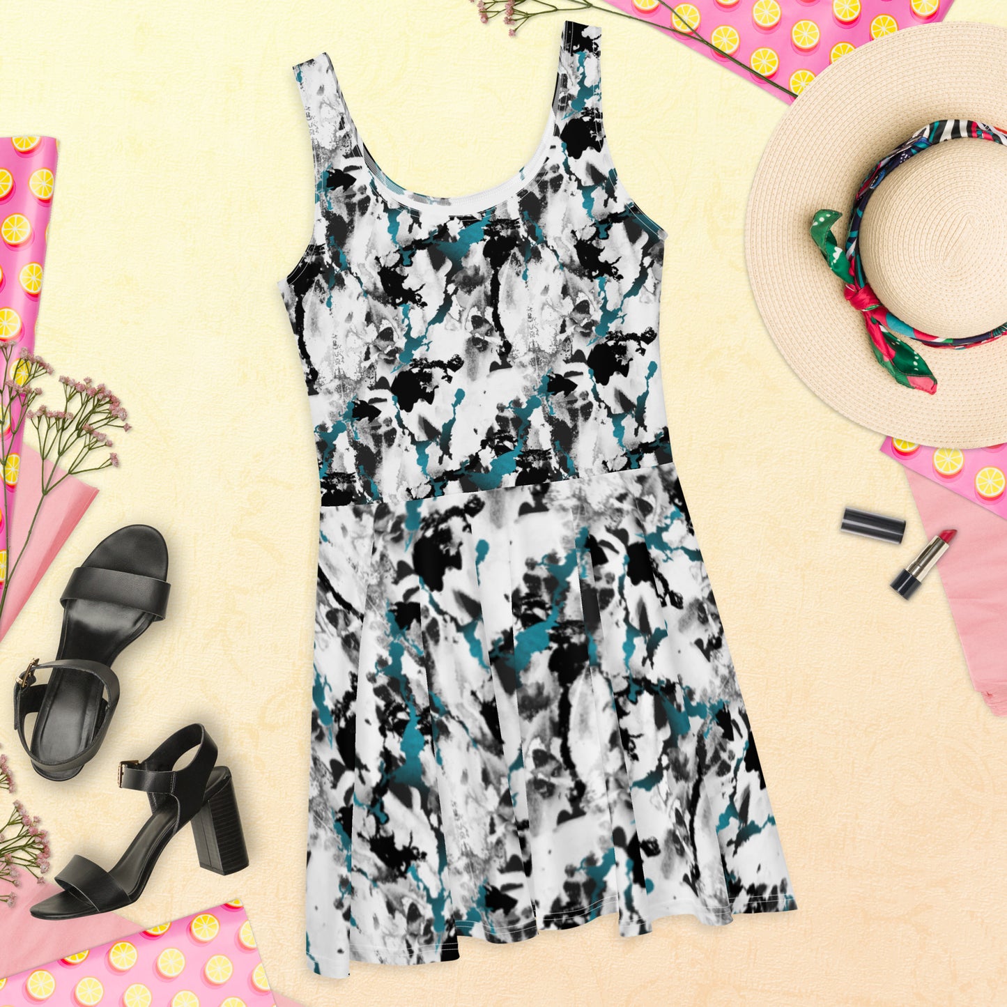 Black/White Skater Dress